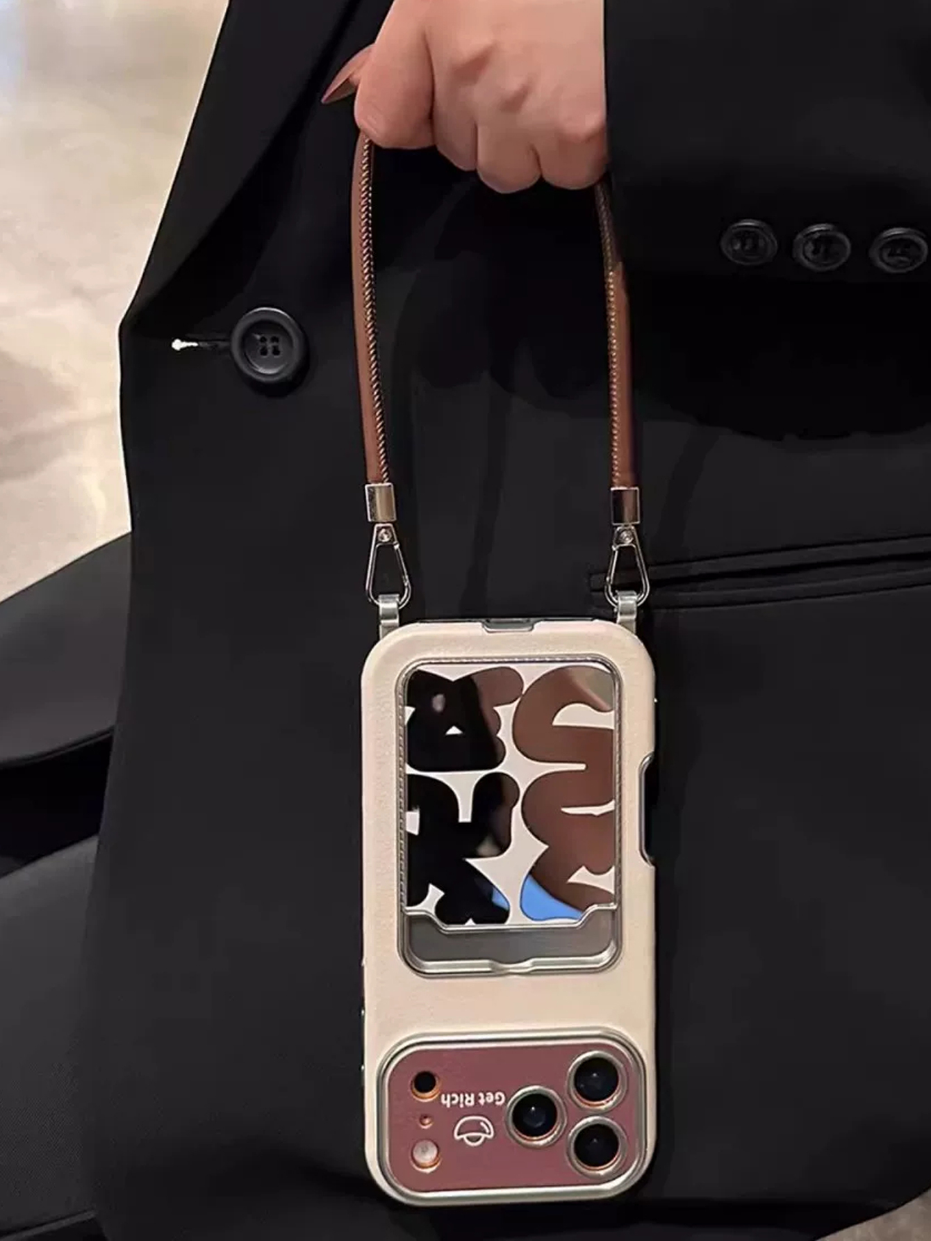 Leather Card Wallet - Custodia per telefono in pelle di